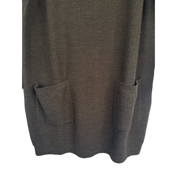 Uniqlo U Womens Large Olive Mock Neck Long Sleeve Knit Dress With Pockets NWT - Picture 8 of 16